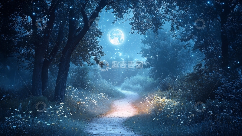高清大图下载【趣麦麦图】月光森林小路