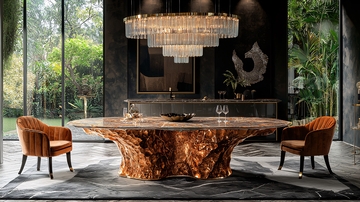 奢华大理石树根餐桌