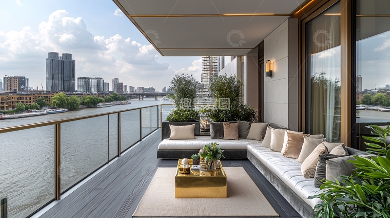 高清大图下载【趣麦麦图】伦敦河景阳台
