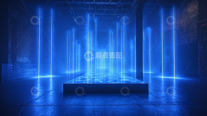 高清大图下载【趣麦麦图】蓝色光束走廊