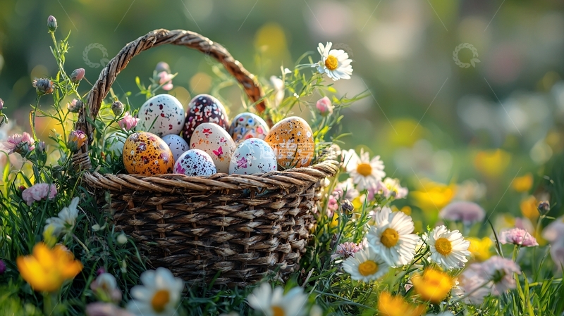 高清大图下载【趣麦麦图】彩蛋花篮春日田园