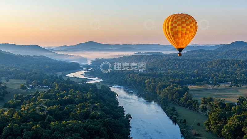 高清大图下载【趣麦麦图】热气球晨景