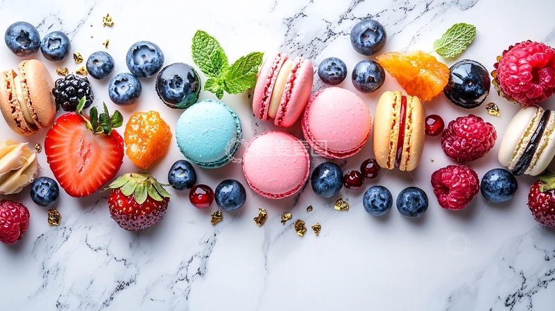 高清大图下载【趣麦麦图】马卡龙与新鲜水果