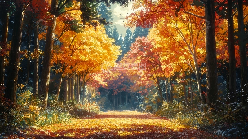 高清大图下载【趣麦麦图】秋天的森林小路