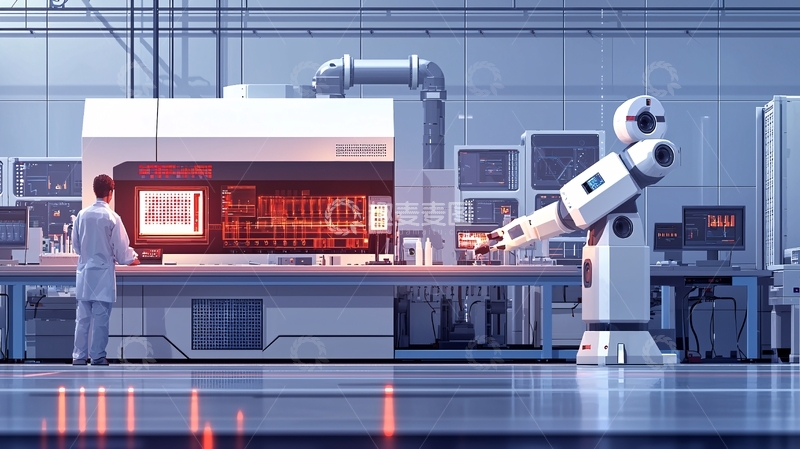高清大图下载【趣麦麦图】现代化实验室机器人辅助科研