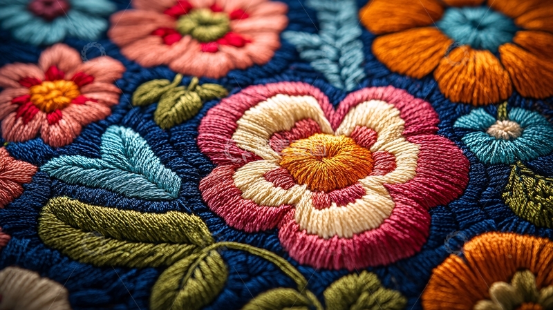 高清大图下载【趣麦麦图】精美刺绣花卉图案