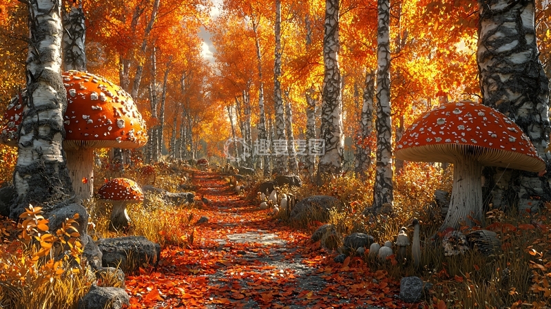 高清大图下载【趣麦麦图】秋季森林小路