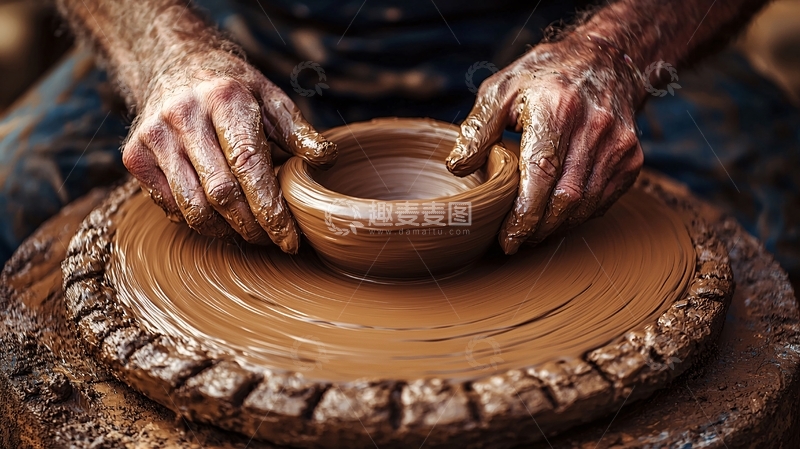 高清大图下载【趣麦麦图】双手拉坯陶土