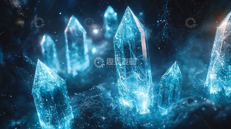 高清大图下载【趣麦麦图】蓝光晶体矿物群