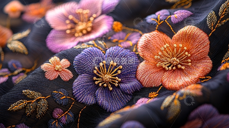 高清大图下载【趣麦麦图】精美立体绣花布料