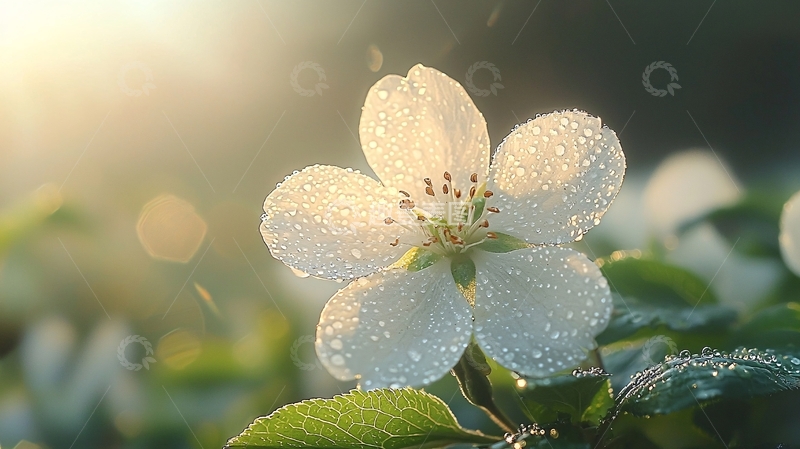 高清大图下载【趣麦麦图】清晨阳光下的露珠花朵