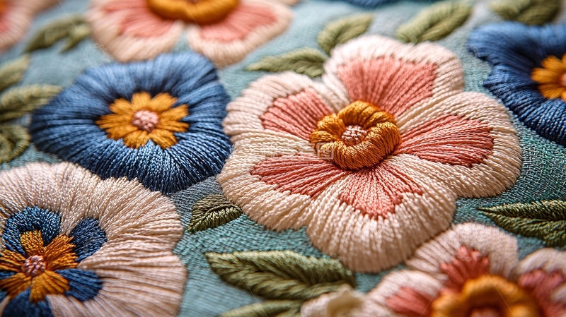 高清大图下载【趣麦麦图】绣花布料特写