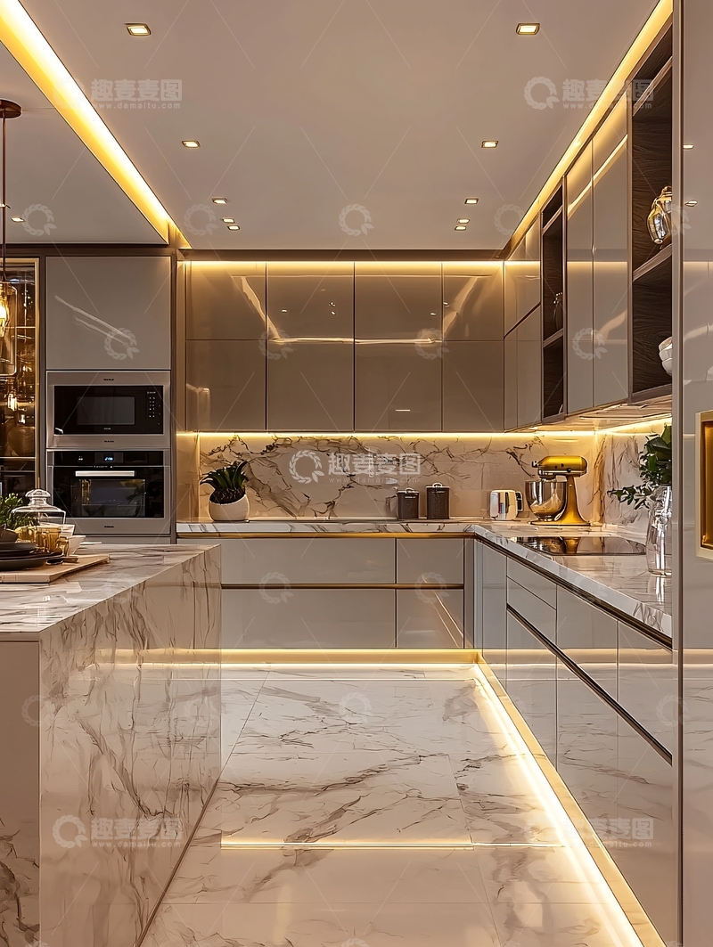 高清大图下载【趣麦麦图】现代轻奢风格厨房