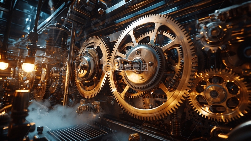 高清大图下载【趣麦麦图】蒸汽朋克齿轮机械装置