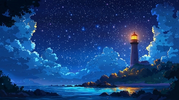 夜空下灯塔