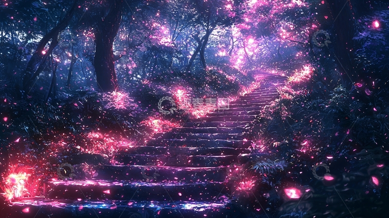 高清大图下载【趣麦麦图】梦幻森林阶梯