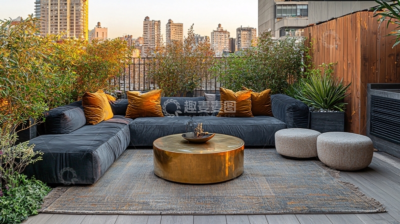 高清大图下载【趣麦麦图】都市露台花园休闲区