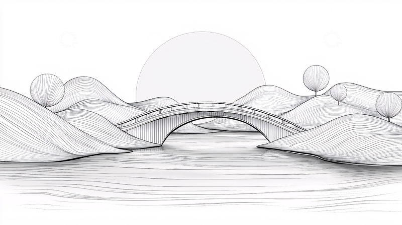 高清大图下载【趣麦麦图】简笔画风景桥