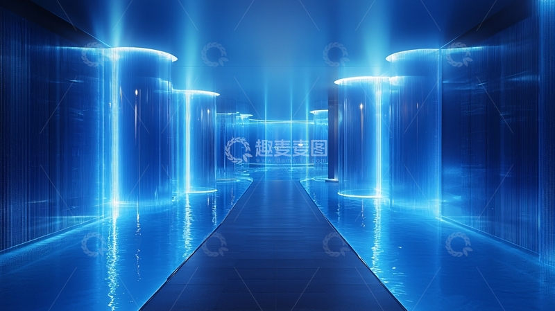高清大图下载【趣麦麦图】蓝色科技感走廊