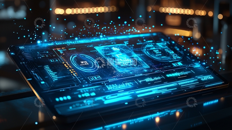 高清大图下载【趣麦麦图】科技感十足的蓝色数字界面