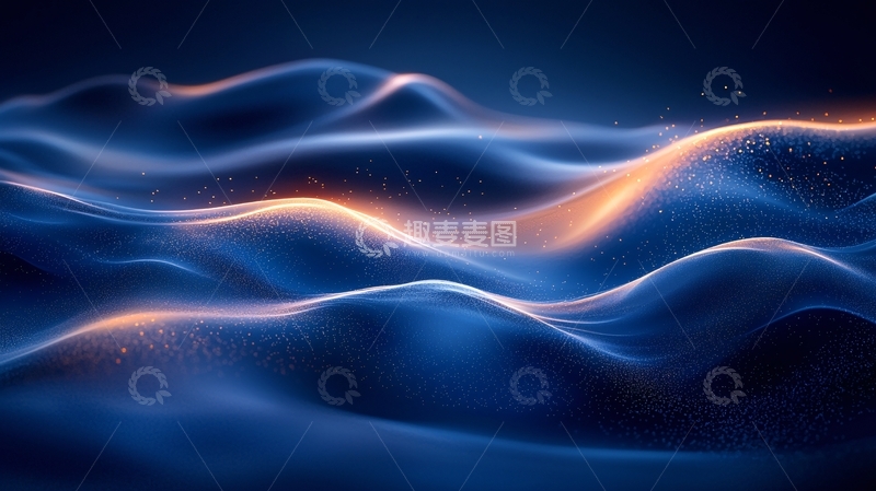 高清大图下载【趣麦麦图】蓝色光晕波浪山丘