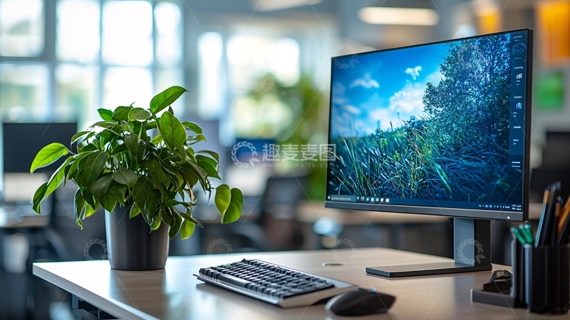 高清大图下载【趣麦麦图】办公桌电脑绿植