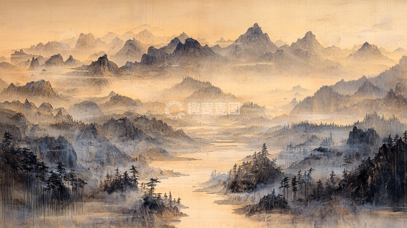 高清大图下载【趣麦麦图】水墨山水画1018