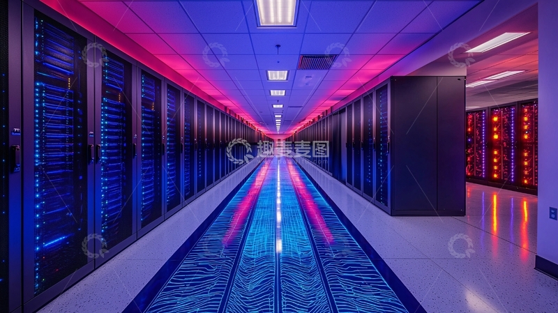 高清大图下载【趣麦麦图】炫酷科技感数据中心走廊