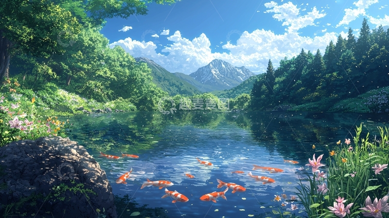 高清大图下载【趣麦麦图】山清水秀的湖泊风景