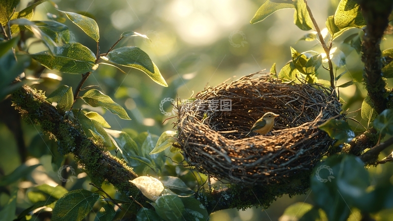 高清大图下载【趣麦麦图】树枝上的鸟巢