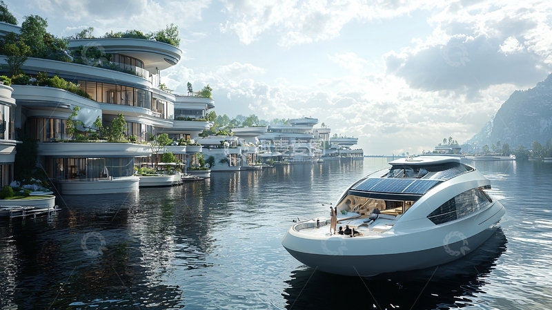 高清大图下载【趣麦麦图】未来水上城市