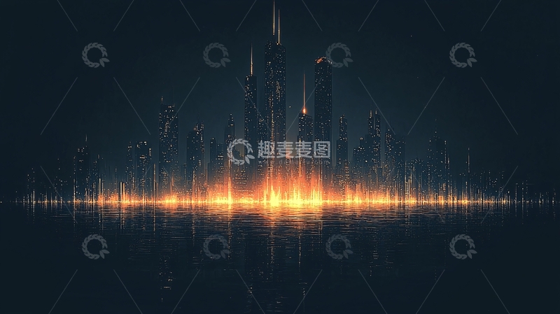 高清大图下载【趣麦麦图】夜幕下闪耀的未来都市