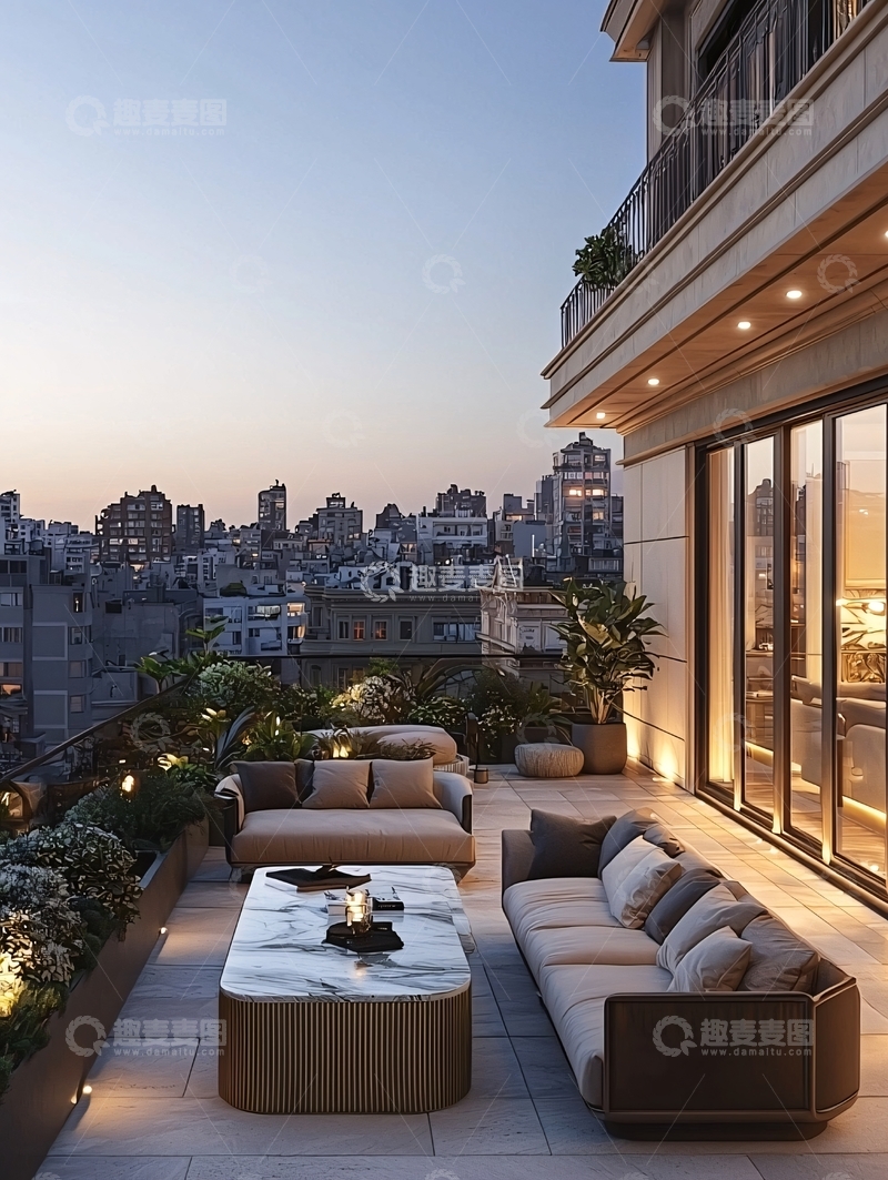 高清大图下载【趣麦麦图】-高端公寓露台夜景