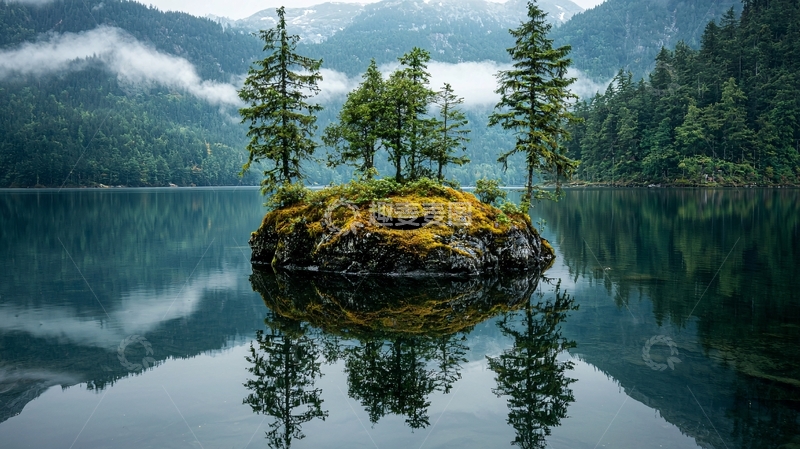 高清大图下载【趣麦麦图】湖心小岛