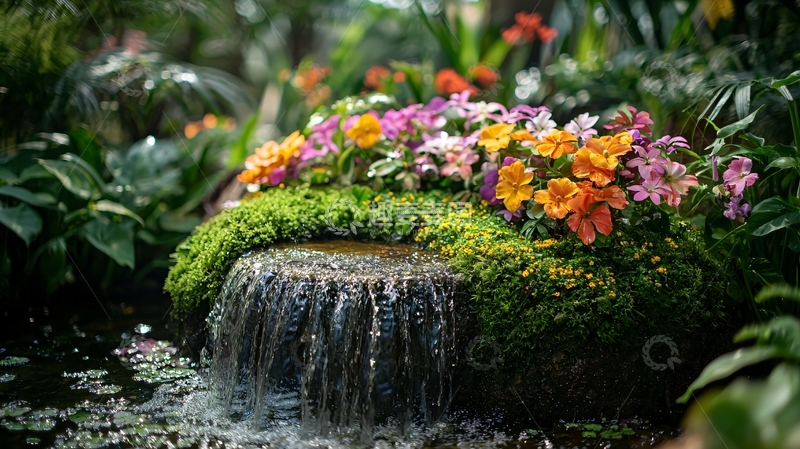 高清大图下载【趣麦麦图】绿色植物瀑布花朵