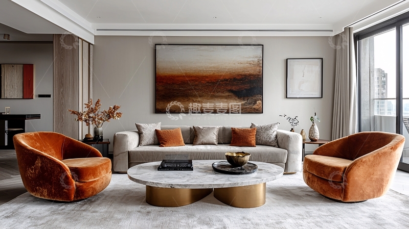 高清大图下载【趣麦麦图】-现代轻奢客厅装修