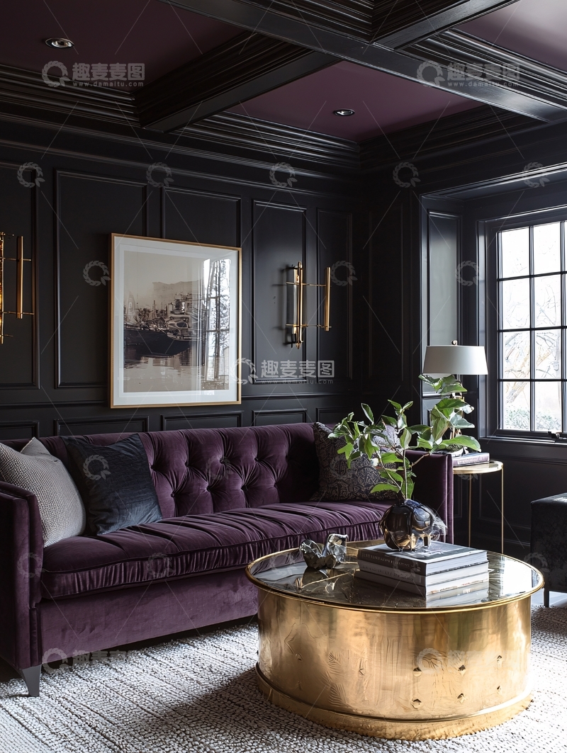 高清大图下载【趣麦麦图】暗色系奢华客厅