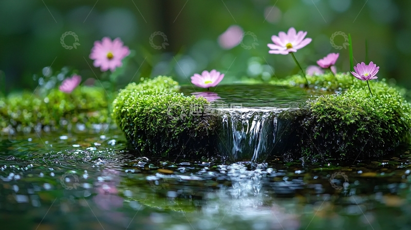 高清大图下载【趣麦麦图】绿色植物小瀑布