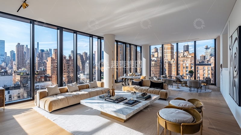 高清大图下载【趣麦麦图】现代都市高层公寓客厅