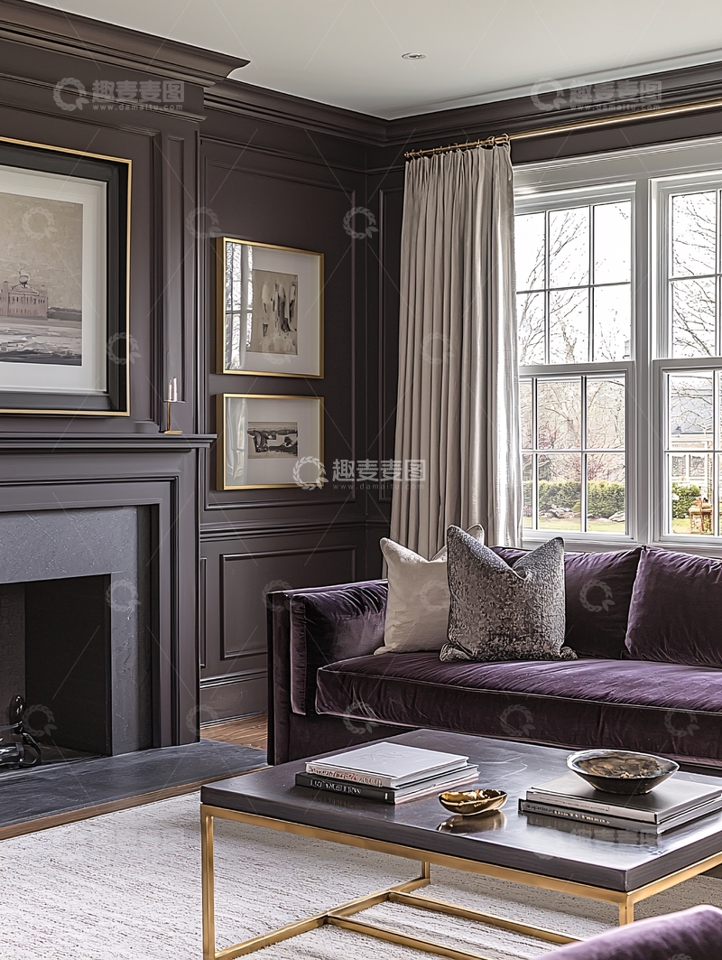 高清大图下载【趣麦麦图】深色系客厅装修