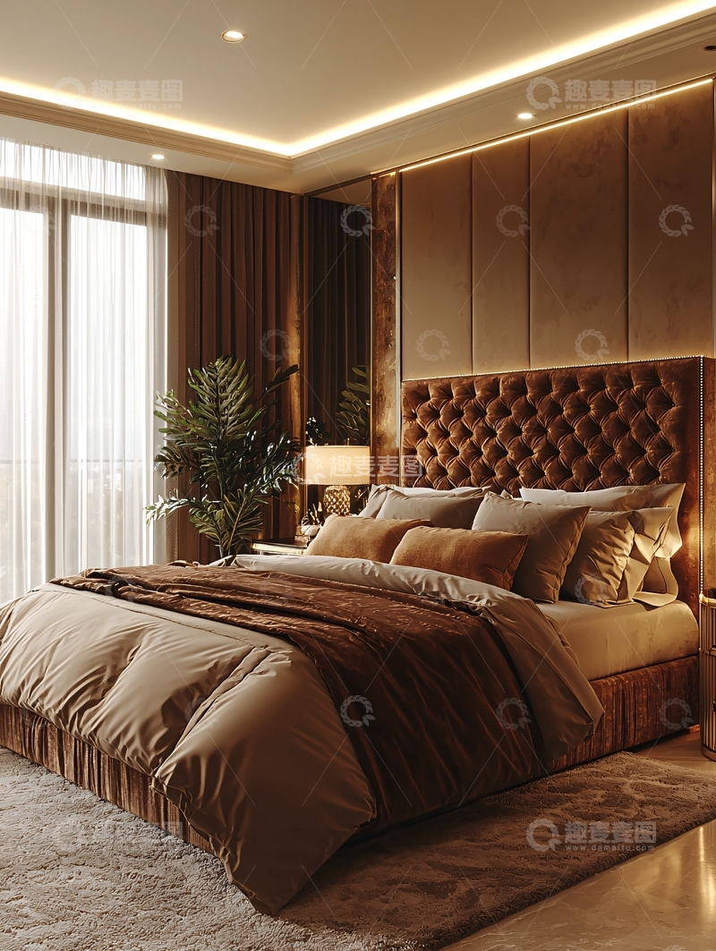高清大图下载【趣麦麦图】高级棕色卧室设计