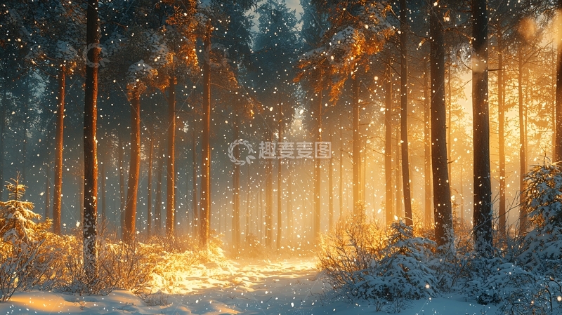 高清大图下载【趣麦麦图】冬日森林雪景