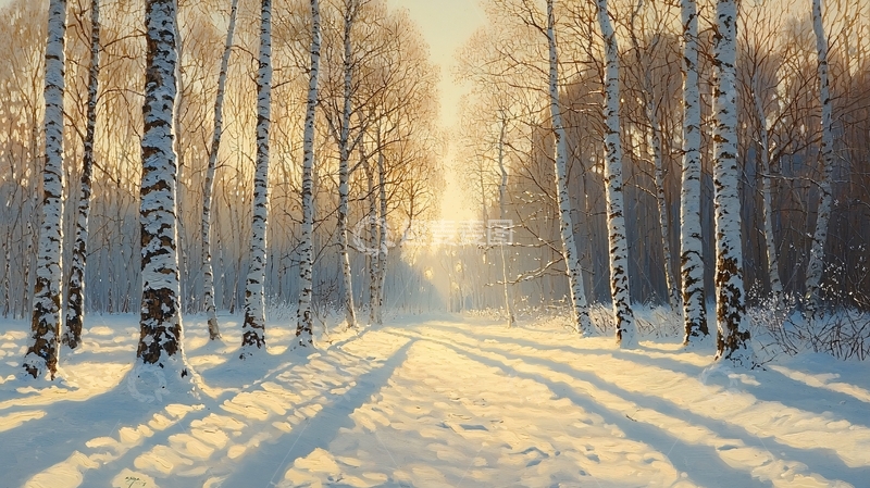 高清大图下载【趣麦麦图】冬日森林小路