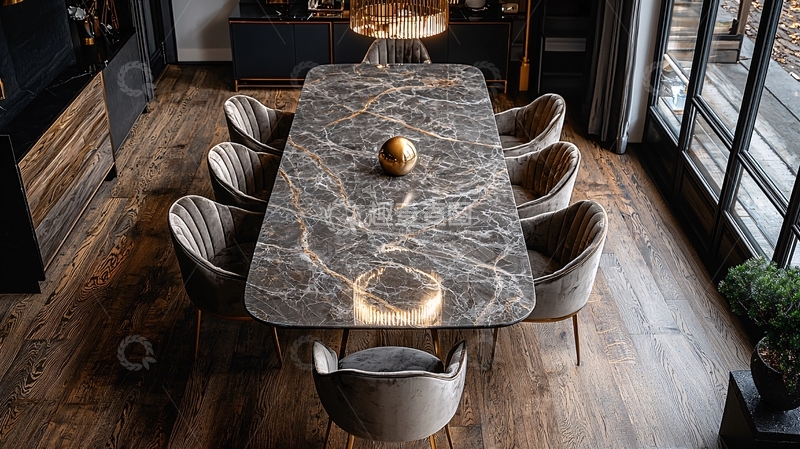 高清大图下载【趣麦麦图】黑色大理石餐桌