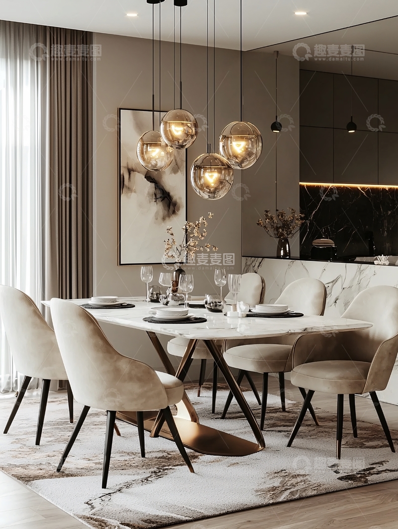 高清大图下载【趣麦麦图】现代轻奢餐厅设计
