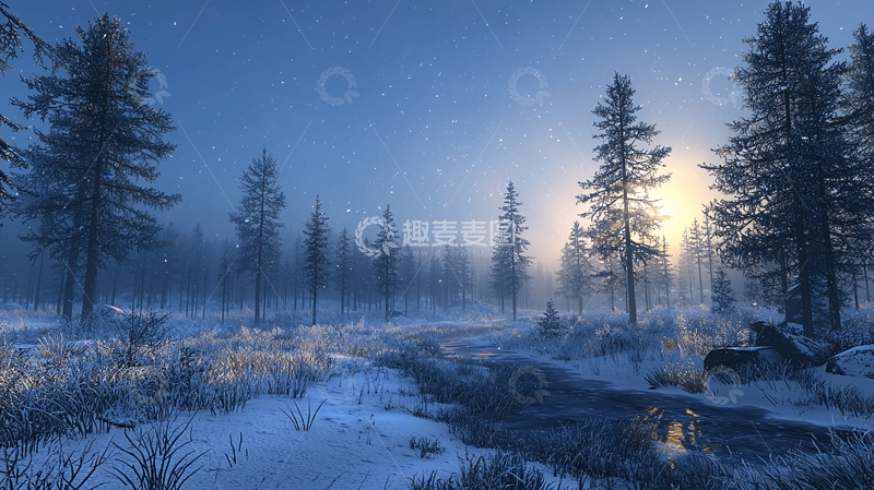 高清大图下载【趣麦麦图】冬日森林雪景