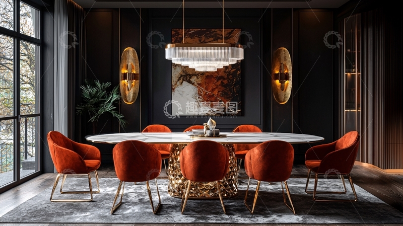 高清大图下载【趣麦麦图】现代轻奢餐厅设计