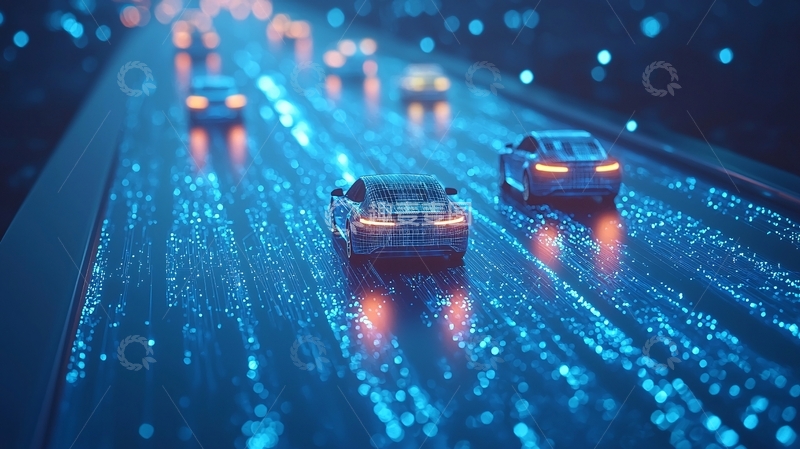 高清大图下载【趣麦麦图】夜晚高速公路汽车行驶