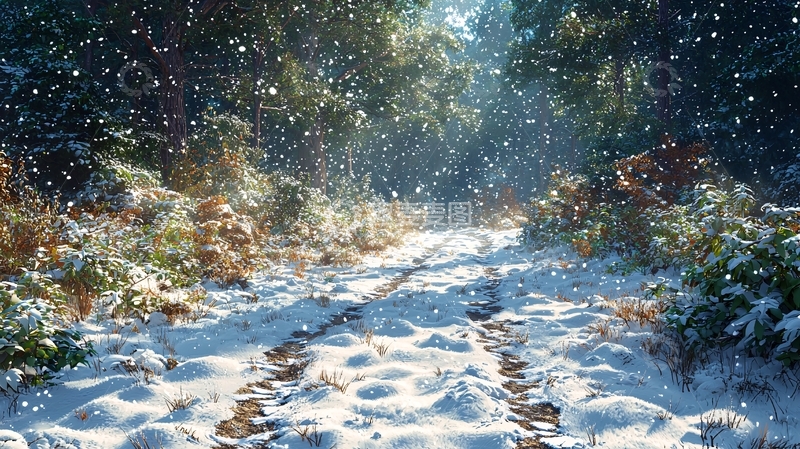 高清大图下载【趣麦麦图】冬日森林雪景