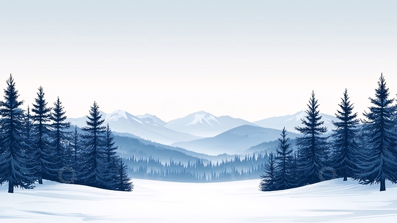 高清大图下载【趣麦麦图】冬季雪山松林